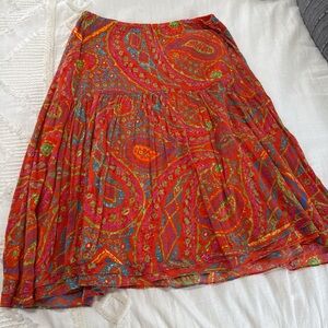 Lauren Ralph Lauren Vibrant Paisley A-Line Skirt